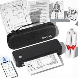 Inkless Portable Printer for Travel, Wireless Thermal Printer Supports 8.5 x 11 Inch US Letter Size, Bluetooth Printer Includes Carry Case and 3 Rolls of Thermal Paper Kit, Black