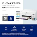 Epson EcoTank ET-2800 Wireless Color All-in-One Cartridge-Free Supertank Printer with Scan and Copy â€“ The Ideal Basic Home Printer - White, Medium